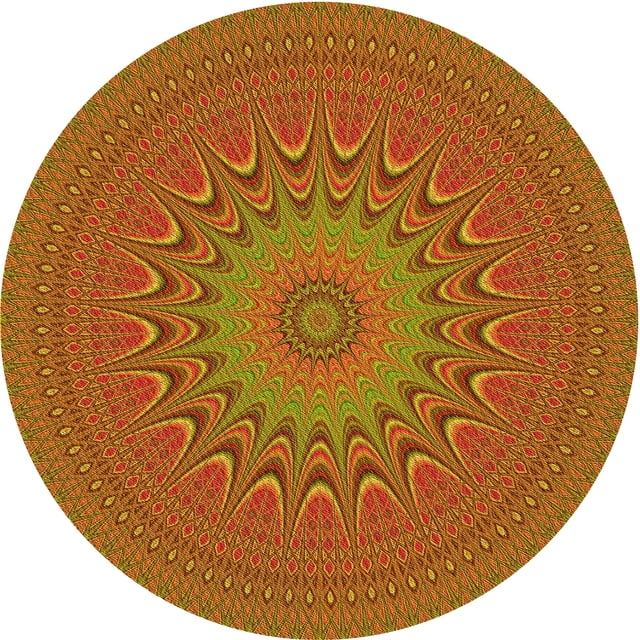 Ahgly Company Tapis d'Intérieur Rond Lavable en Machine Transitionnel Caramel Brun, 5 Pieds Rond