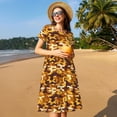 thumbnail image 4 of Goofa Desert Camouflage Pattern Women Summer Short Sleeve Midi Dress with Pockets Casual Aline Flowy Tshirt Dress Vocation Beach Sundress, 4 of 6