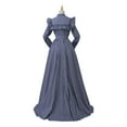thumbnail image 4 of Women’s Regency Victorian Ball Gown Dress Blue White Vintage High Waist Tea Party Dress, 4 of 6