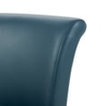 thumbnail image 4 of CHITA 26 in Upholstered Swivel Counter Bar Stools with Back&Wood Legs Set of 2, Faux Leather in Dark Blue, 4 of 9
