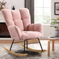thumbnail image 6 of EBQOSK Teddy Fabric Rocking Chair, Modern Rocking Accent Chair for Nursery, Living Room, Bedroom Pink, 6 of 7
