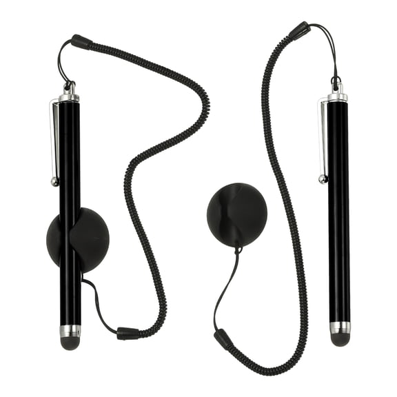 Uxcell Screen Capacitive Pens with Spring Rope Fixing Dock for GPS POS, Black 2 Pcs