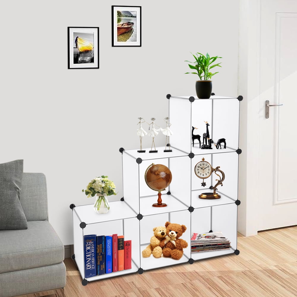 Kepooman Cube Storage Organizer, Plastic Cube Storage Shelves for Bedroom Living Room Office, Book Shelf 6 Cube Storage Unit for Clothes, White Kepooman Cube Storage Organizer, Plastic Cube Storage Shelves for Bedroom Living Room Office, Book Shelf 6 Cube Storage Unit for Clothes, White