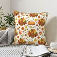 thumbnail image 4 of KLL Thanksgiving With Turkey Decorative Throw Pillow Covers Velvet Soft for Couch Sofa Bedroom Living Room Outdoor (No pillow core)- 18"x18", 4 of 5