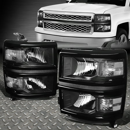 Nuvision for 14-15 Chevy Silverado 1500 Headlights Black Housing Clear Corner