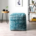 thumbnail image 4 of HomeRoots 18" Blue Polyester Blend Ottoman, 4 of 10