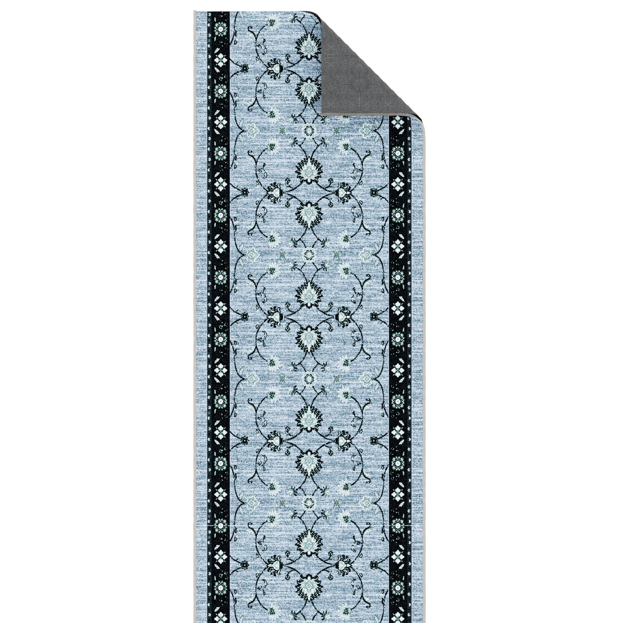 Ottomanson Aisle Runner Rug 1'10.5" x 17' Soft Non-Slip Indoor Rug, Mahal Blue
