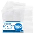 thumbnail image 1 of Spartan Industrial - 8\u201d X 10\u201d (1000 Count) Quart Clear Reclosable Zip Plastic Poly Bags with Resealable Lock Seal Zipper - 2 Mil, 1 of 7