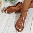 thumbnail image 6 of Viluyesy Womens Flat Sandals, Ankle Strap Open Toe Wide Width Ladies New Style Shoes Brown, 6 of 9