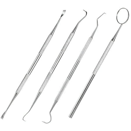 XIRQI Stainless Steel Dentist Tool Kit 4-Piece Set for Professional & Personal Teeth Cleaning XIRQI Stainless Steel Dentist Tool Kit 4-Piece Set for Professional & Personal Teeth Cleaning