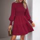 thumbnail image 1 of Vestido De Manga Farol Vestido fluido para mujer, jersey, vestido corto Vintage, cintura alta, ropa de trabajo diaria para mujer Cgtredaw Vino Tinto Xl para Mujer, 1 of 7