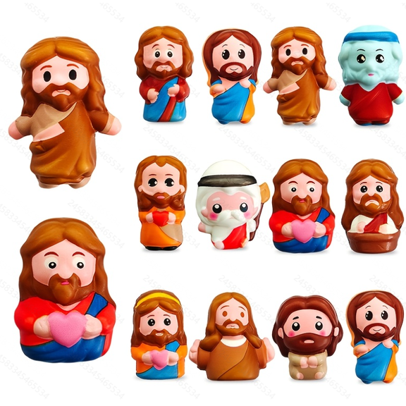 10PCS Squishy Toys, Mini Jesus Christ Squishy Toys, Christmas Stocking Stuffer, Classroom Prizes, Christmas Party Favors, Assorted Varieties