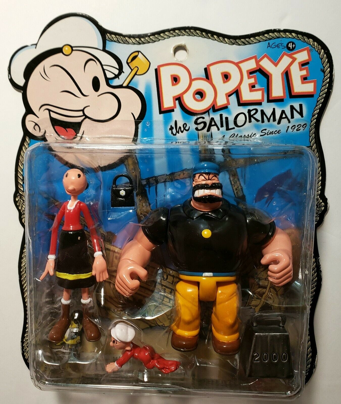 Popeye the Sailor Man Bluto, Olive Oyl, and Swee Pea Action Figures