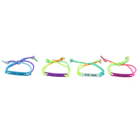Lux Accessories Rainbow Corded Girl Gang Best Friend Forever ID Bracelet Set (Best Friend Rainbow Loom Bracelets)