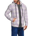 thumbnail image 2 of Uemuo Floral Purple Buffalo Plaid for Men's Fashion Full-zip Hoodies & Sweatshirts with Kangaroo Pocket, Zip-up Hooded Sweatshirt, Moisture Wicking & Breathable-XX-Large, 2 of 5