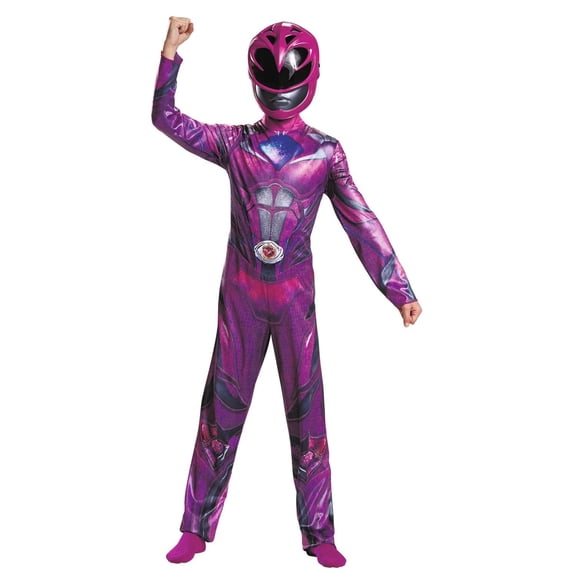 Disguise Girls' Classic The Power Rangers Movie Pink Power Ranger Jumpsuit Costume - Size 7-8