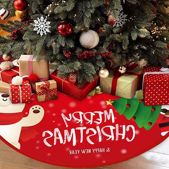 Falda de árbol de Navidad de 90 cm, alfombra de tela cepillada con patrón de personalidad, tapete para el piso del árbol de Navidad de Año Nuevo, adornos decorativos