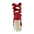 thumbnail image 3 of DARING DIVA Women's Lace Up Espadrilles Platform Wedges Sandals Red 8.5, 3 of 7