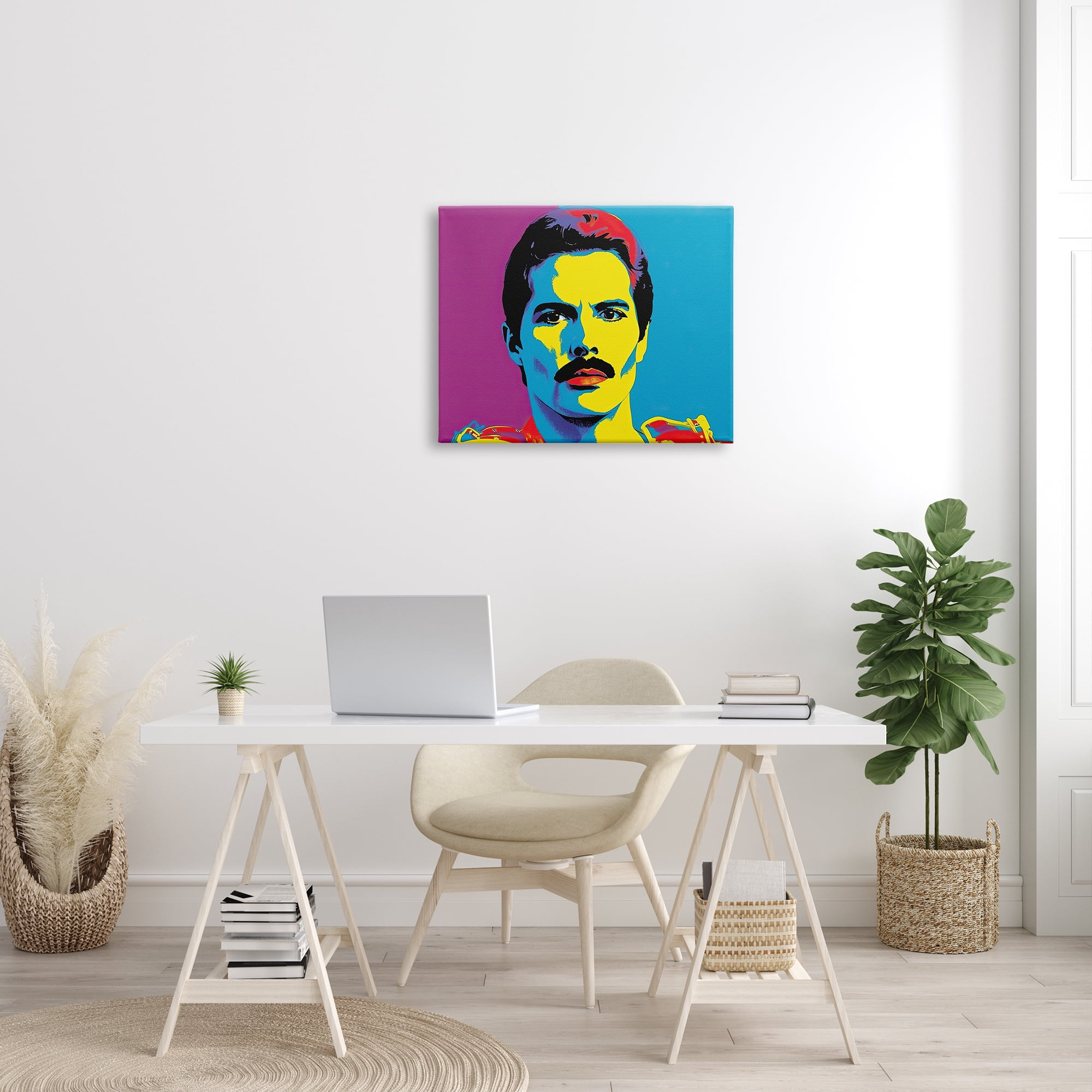 Stupell Industries Freddie Mercury Pop Style Abstract Painting Gallery Wrapped Canvas Print Wall Art, 30 x 24
