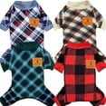 thumbnail image 1 of Pijama para perros XPUDAC de terciopelo a cuadros para perros y gatos pequeños (paquete de 4), 1 of 6