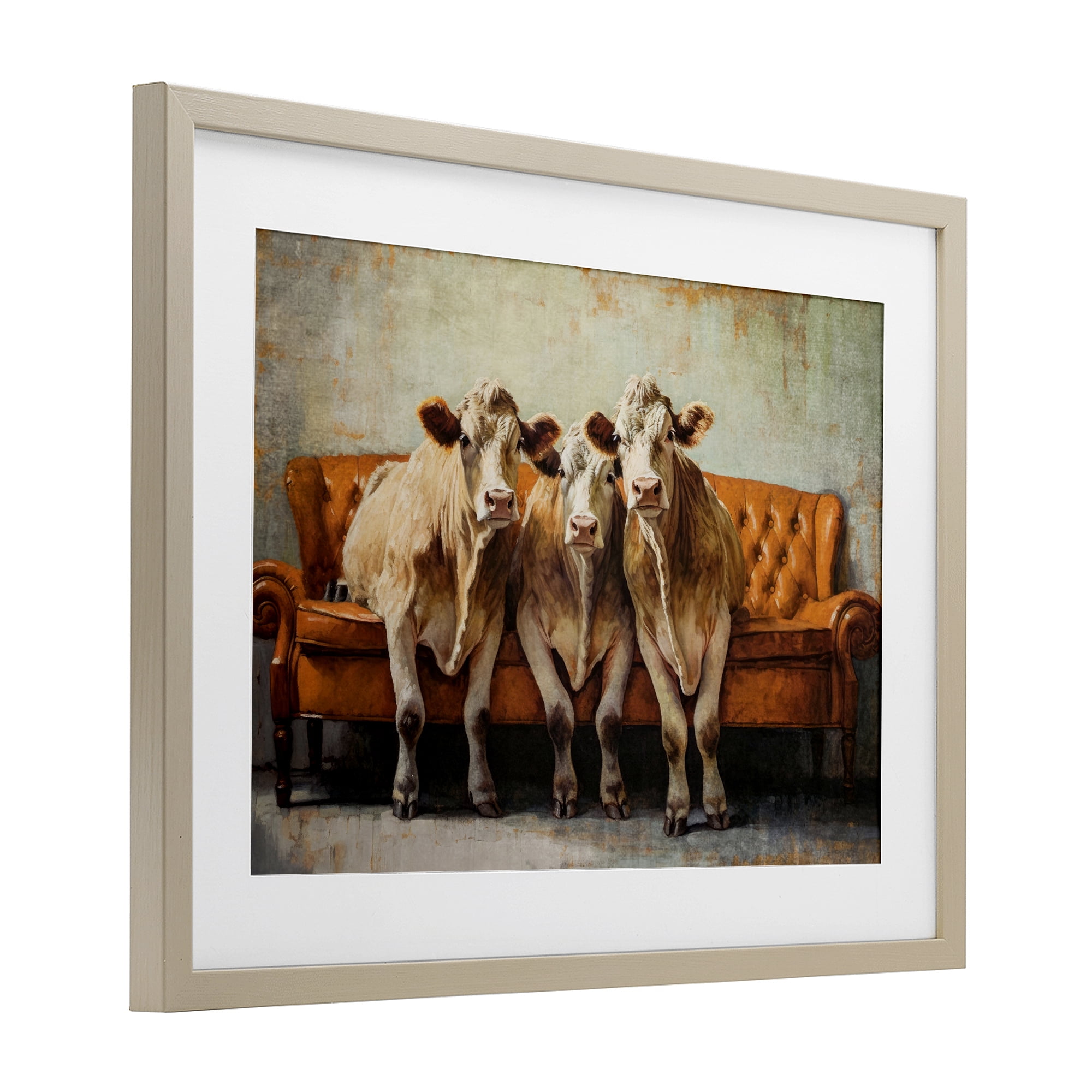 Stupell Industries Cows Just Chillin' Birch Framed Print Under Glass, design by Tina LeCour
