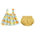 thumbnail image 2 of TOOYOU Toddler Girls Outfits Summer Sleeveless Flower Cherry Lemon Prints Tops Shorts Two Piece Outfits Set For Kids Sweet Girl'S Clothing Set Blue Size 12-18 Months, 2 of 4