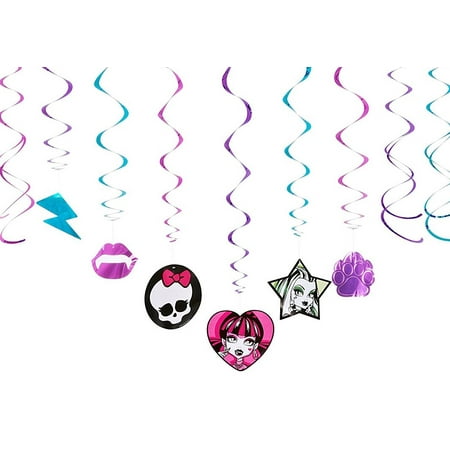 Monster High Party Hanging Decorations, 12pc