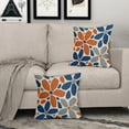thumbnail image 3 of Blue Orange Grey Gray Pillow Covers 18x18 Set of 2 Geometric Art Flower Print Decorative Outdoor Pillowcases Abstract Floral Farmhouse Throw Cushion Case Decor for Couch Sofa Bed, 3 of 6