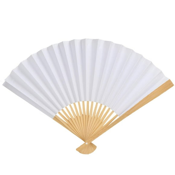 Peahefy White DIY Paper Wood Folding Fan Calligraphy Painting Drawing Fans Decor Gift, DIY Paper Fan, Wood Paper Fan