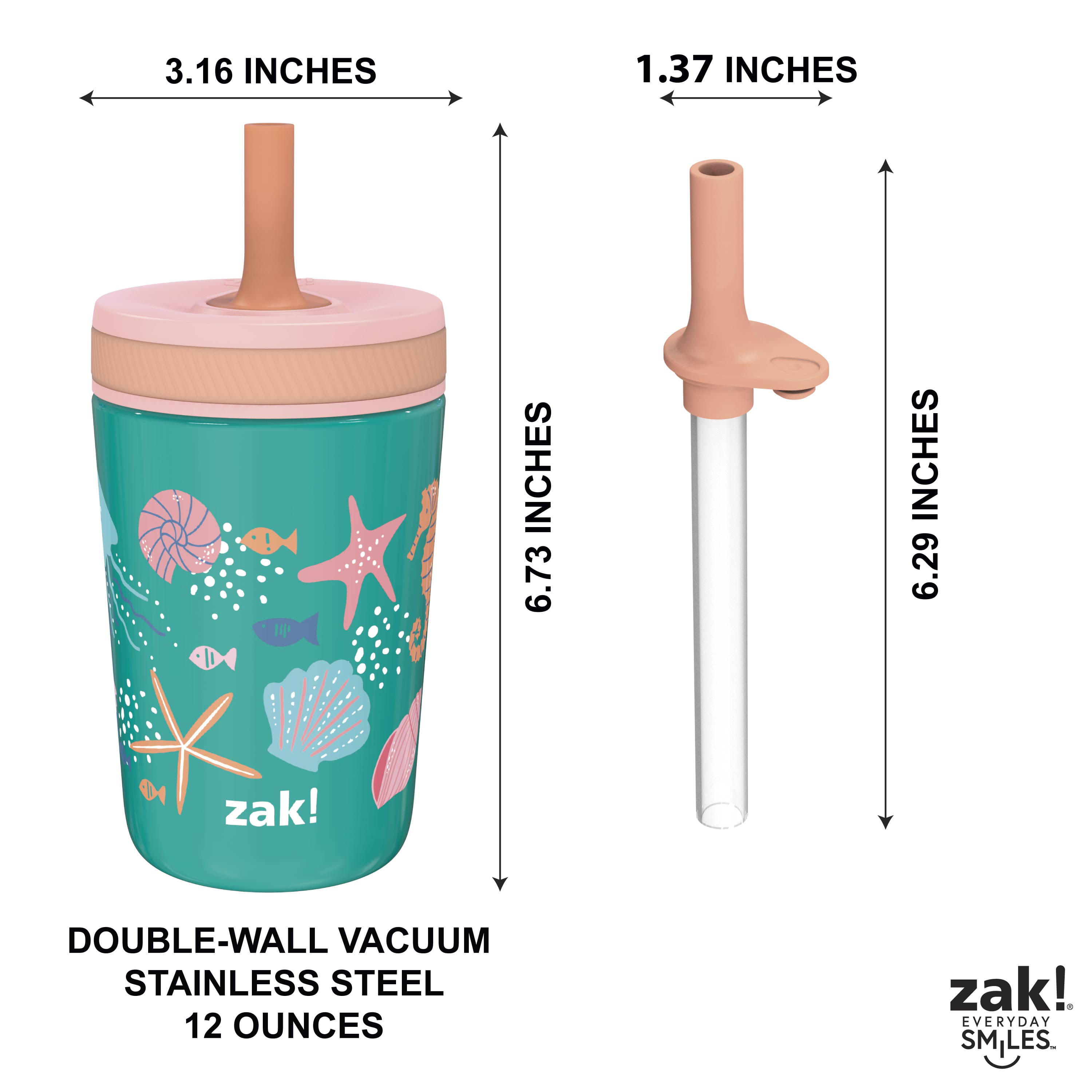 Zak! Designs Stainless Steel Double Wall Vacuum Tumbler, 12 oz - Fry's Food  Stores