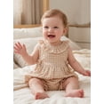 thumbnail image 4 of BemeyourBBs Toddler Baby Girl Summer Clothes Baby Girls Gingham 2 Piece Outfit 3 6 12 18 24 Months 2 3 Years Plaid Sleeveless Ruffled Neck Tunin Shirt Tops and Shorts Set, 4 of 9
