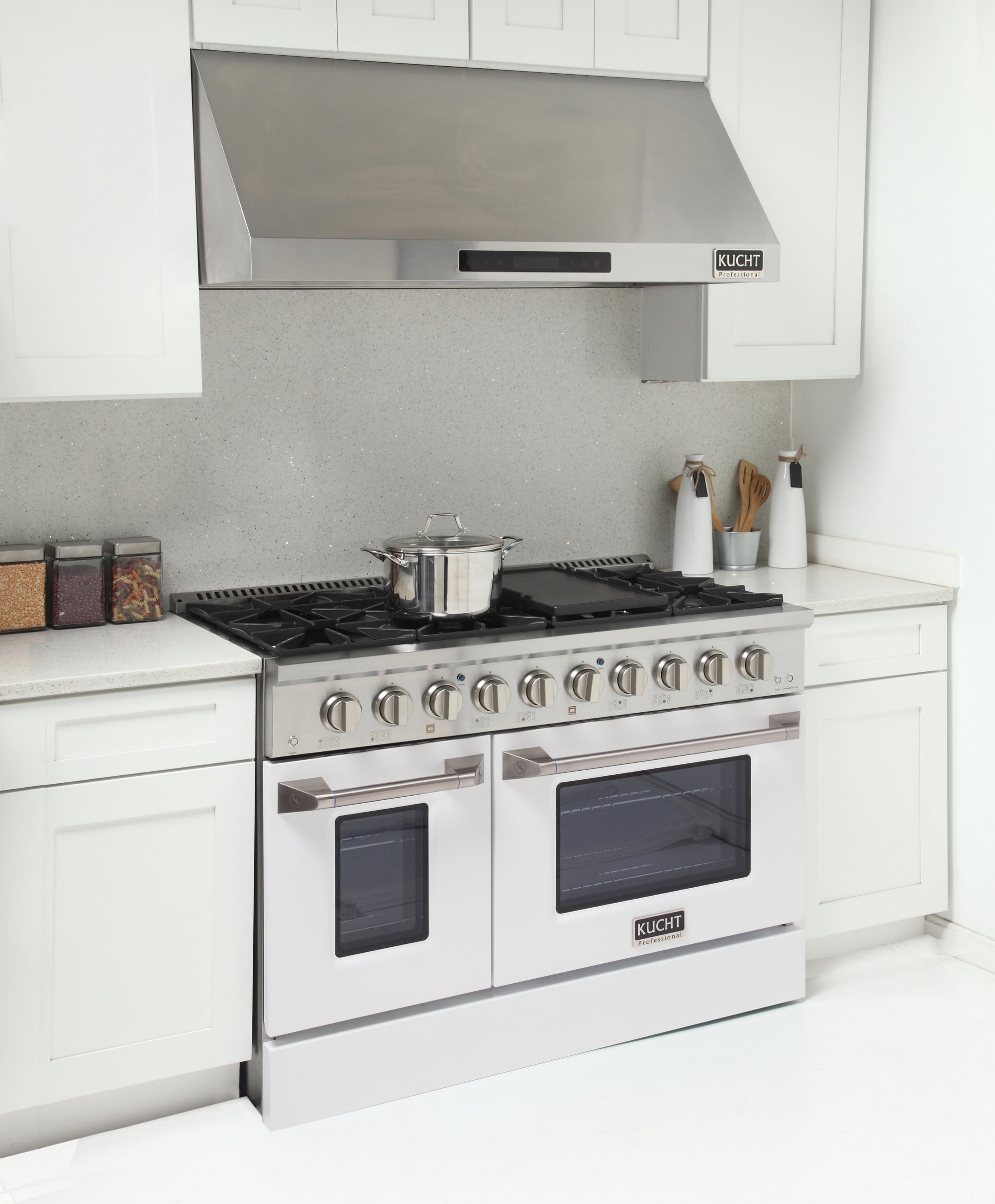 Professional 48-in Propane Gas Range in White with True Simmer Burners