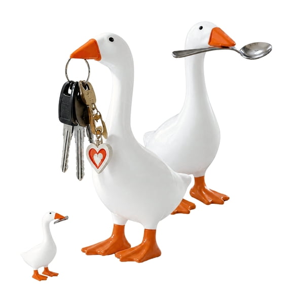 SUSWIM Desk Goose 7 Inches – Magnetic Goose Key Holder for Desktop, Cute Resin Goose Figurine with Strong Magnet Beak, Funny Animal Desk Ornament & Mini Desk Goose for Office & Home