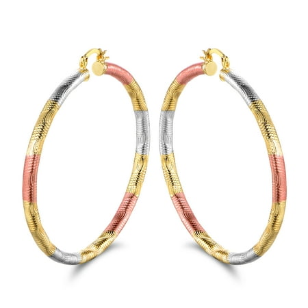 Sevil 18k Gold Plated Tri-color Hoop Earrings