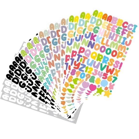 15 Sheets Alphabet Letter Stickers Number Vinyl Stars Letters Sticker Self Adhesive Waterproof Colorful Personalized