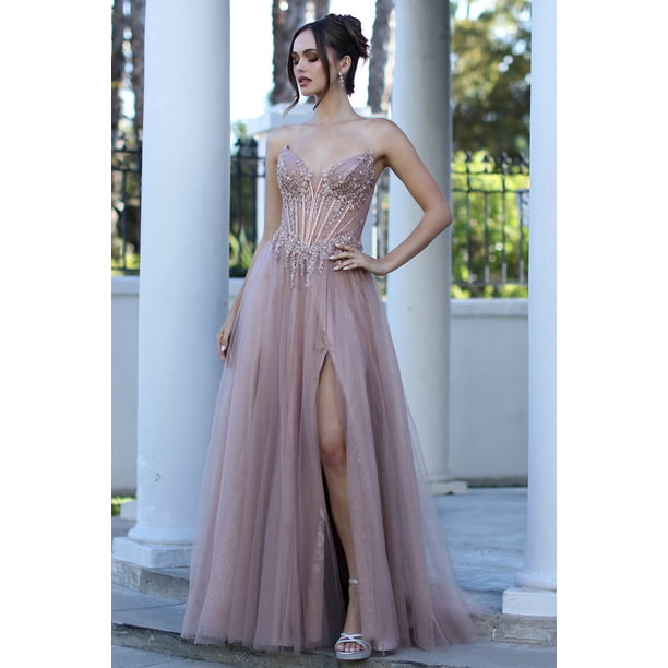 Women's Adora Design 3269 Strapless Beaded A-line Corset Prom 2026 Dress  Mocha A Light Coffee Colored Brown Color Gold Size 18 - Walmart Business  Supplies