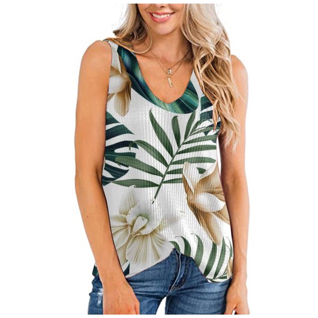 Camiseta sin mangas con cuello en V y estampado de moda para mujer Pompotops lopia997688