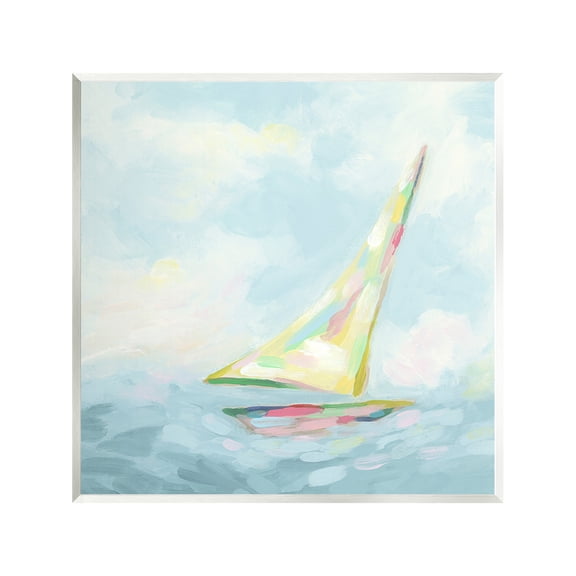 Stupell Industries Modern Pastel Sailboat Nature Painting Unframed Art Print Wall Art, 12 x 12