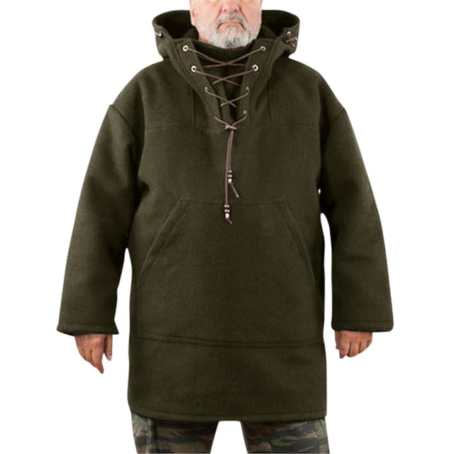 Men\'s Pullover Woolen Hooded Sweatshirt Mid-length Super Soft Hoodies Winter Top zhangyuxiang LED