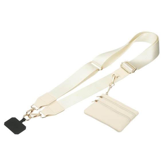 Uxcell Clip and Go Strap with Wallet, Adjustable Phone Strap with Zippered Wallet, Beige