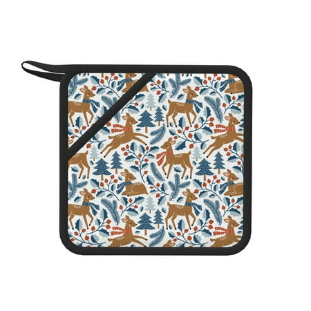 

Lukts winter Scarf deer for Silicone Anti-hot Mats - Heat Resistant for Kitchen Counter Dish Drying Mat Silicone Trivets Hot Pads for Kitchen Counter