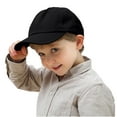 thumbnail image 1 of RXIRUCGD Children's Solid Color Sunscreen Dome Short Brimmed Peaked Cap Baseball Hat( Black, Size:52 ), 1 of 3