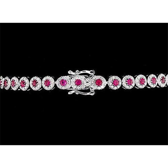 Harry Chad Enterprises 57639 12 CT Prong Set Pink Sapphire Tennis Bracelet, 14K White Gold