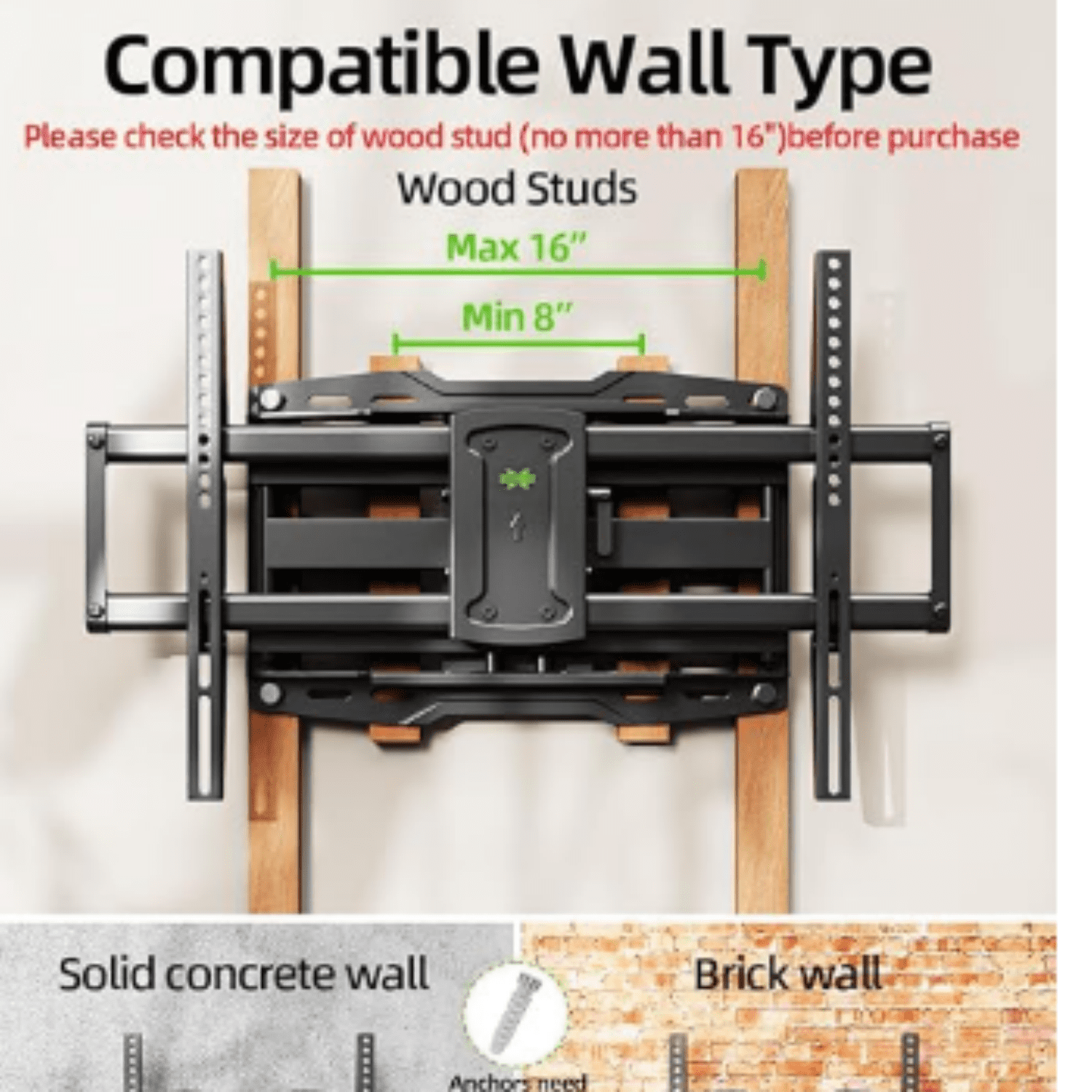 Full Motion TV Wall Mount for 42-85 inch, TV Mount Swivel and Tilt,Wall Mount Bracket with Dual Articulating Arms Up to 132lbs, VESA 600x400mm, Max 16" Wood Studs