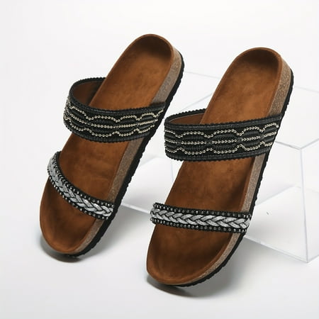 

Women s Chain Decor Flip Flops Solid Color Square Toe Summer Flat Slides Casual Outdoor Beach Slide Sandals