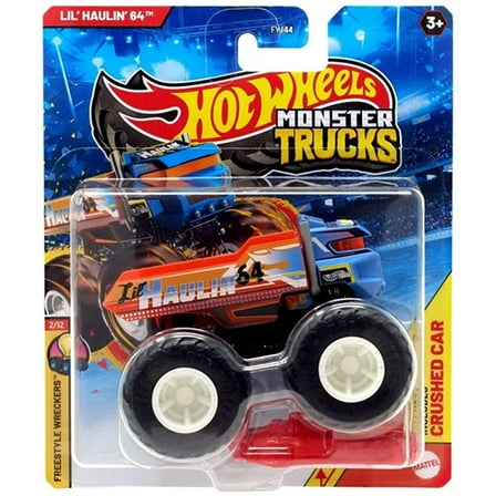 Mattel - Hot Wheels Monster Truck w/ Crushed Car - LIL HAULIN 64 (Freestyle Wreckers 2/12) JCD76