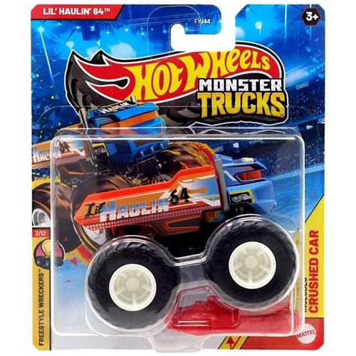 Mattel - Hot Wheels Monster Truck w/ Crushed Car - LIL HAULIN 64 (Freestyle Wreckers 2/12) JCD76