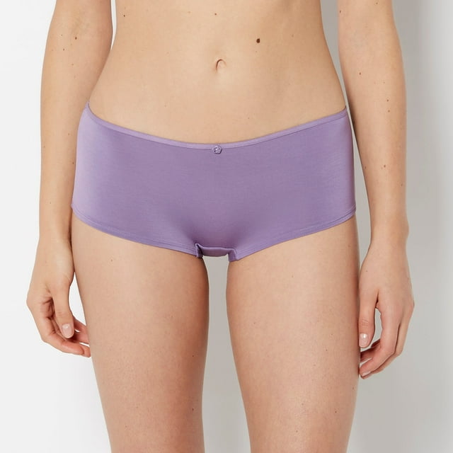 Culotte Culottes Garçonnes Ultra-Douce en Modal avec Détail de Rosette en Brume Violette