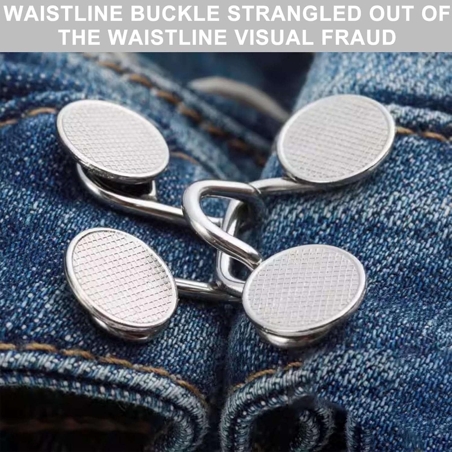 5 Sets Adjustable Silver Waistband Tightener Buttons – Reusable Round Jean Tightening Clips For Loose Pants – No Sewing Required, Easy-to-Use Waist Tightener Clips For Jeans & Trousers