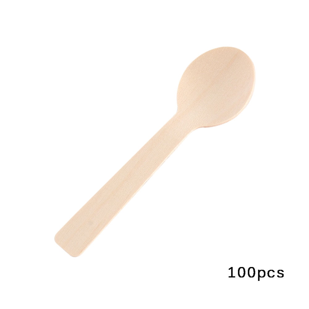 Spoon Wooden recyclable Disposable Glass Tea Ice cream Dishes Dessert Coffee 10 * 